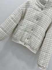 Okify Chanel woolen retro woven stand collar cotton coat in white SML - 2