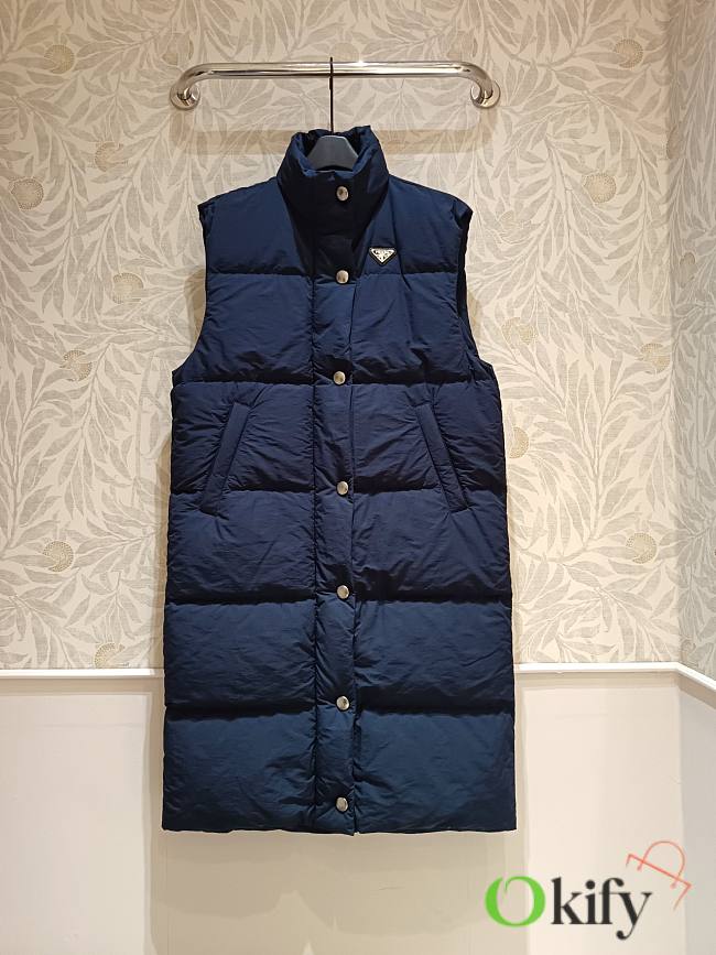 Okify Prada Blue Long Down Vest SML  - 1