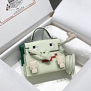 Okify Hermes Kelly Doll Picto Mosaic Bag in green 18x8x13cm  - 1