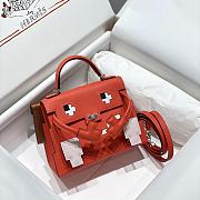 Okify Hermes Kelly Doll Picto Mosaic Bag in red 18x8x13cm  - 1