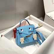 Okify Hermes Kelly Doll Picto Mosaic Bag in blue 18x8x13cm  - 1