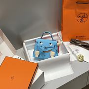 Okify Hermes Kelly Doll Picto Mosaic Bag in blue 18x8x13cm  - 2