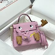 Okify Hermes Kelly Doll Picto Mosaic Bag in pink 18x8x13cm  - 1