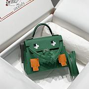 Okify Hermes Kelly Doll Picto Mosaic Bag in dark green 18x8x13cm  - 1