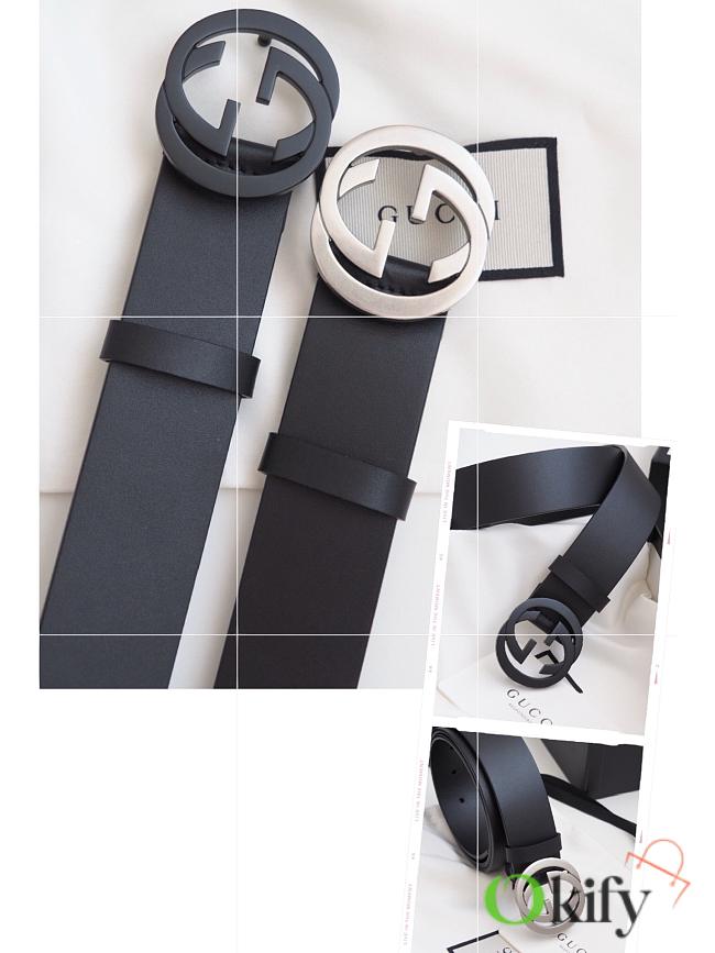 Okify Gucci Belt With Black/Silver Hardware 37mm - 1