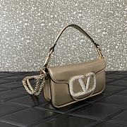 Okify Valentino Garavani Mini Loco calfskin bag with crystals in light gold 19x11x5cm - 3