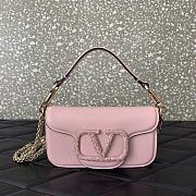 Okify Valentino Garavani Mini Loco calfskin bag with crystals in pink 19x11x5cm - 1