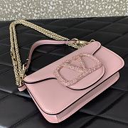 Okify Valentino Garavani Mini Loco calfskin bag with crystals in pink 19x11x5cm - 3