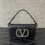 Okify Valentino Garavani Mini Loco calfskin bag with crystals in black 19x11x5cm - 1