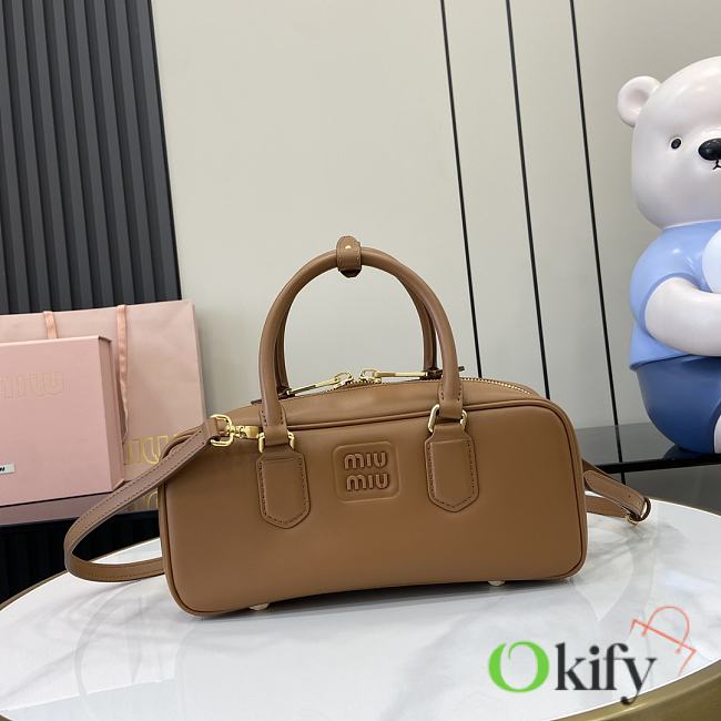 Okify MiuMiu Medium Arcadie Leather Bag in Light Brown 27x12x9cm - 1