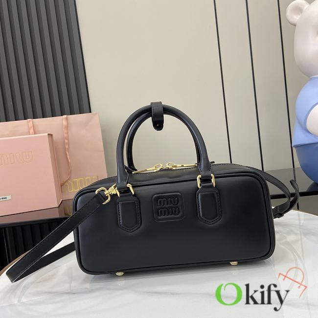 Okify MiuMiu Medium Arcadie Leather Bag in Black 27x12x9cm - 1