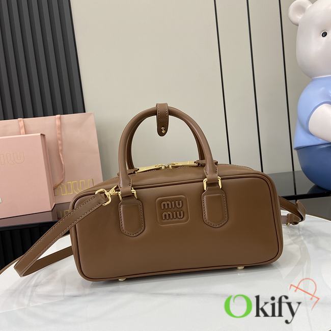 Okify MiuMiu Medium Arcadie Leather Bag in Brown 27x12x9cm - 1