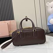 Okify MiuMiu Medium Arcadie Leather Bag in Dark Brown 27x12x9cm - 1