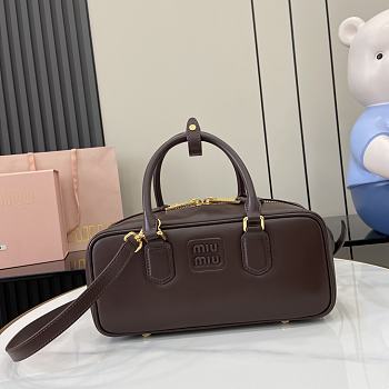 Okify MiuMiu Medium Arcadie Leather Bag in Dark Brown 27x12x9cm