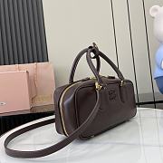 Okify MiuMiu Medium Arcadie Leather Bag in Dark Brown 27x12x9cm - 4