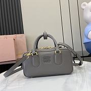 Okify MiuMiu Small Arcadie Leather Bag in Grey Gray 22x10.5x7.5cm - 1