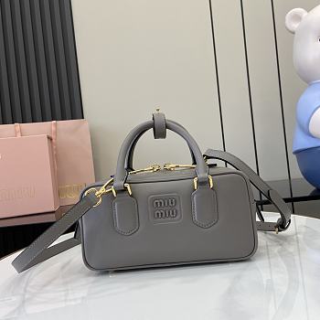 Okify MiuMiu Small Arcadie Leather Bag in Grey Gray 22x10.5x7.5cm