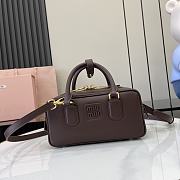 Okify MiuMiu Small Arcadie Leather Bag in Dark Brown 22x10.5x7.5cm - 1