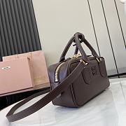 Okify MiuMiu Small Arcadie Leather Bag in Dark Brown 22x10.5x7.5cm - 2