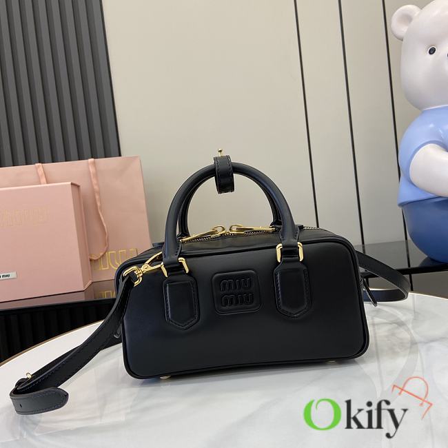 Okify MiuMiu Small Arcadie Leather Bag in Black 22x10.5x7.5cm - 1