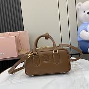 Okify MiuMiu Small Arcadie Leather Bag in Brown 22x10.5x7.5cm - 1