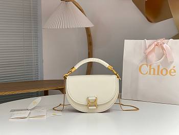 Okify Chloe Marcie Chain Flap Leather Bag in white 22.5x15.5x7cm