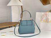 Okify Chloe Small Penelope soft shoulder bag in blue grained leather 25x20x10cm - 5