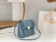 Okify Chloe Small Penelope soft shoulder bag in blue grained leather 25x20x10cm - 4