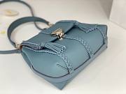 Okify Chloe Small Penelope soft shoulder bag in blue grained leather 25x20x10cm - 3