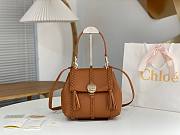 Okify Chloe Small Penelope soft shoulder bag in brown grained leather 25x20x10cm - 1