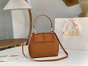 Okify Chloe Small Penelope soft shoulder bag in brown grained leather 25x20x10cm - 4