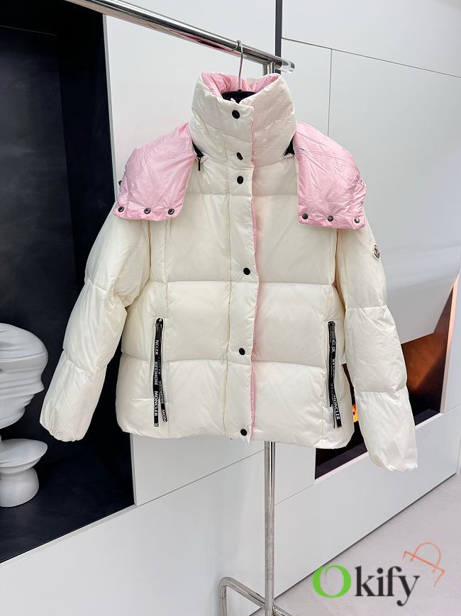 Okify Moncler White And Pink Down Jacket - 1