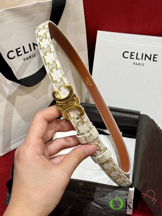 Okify Celine Arc de Triomphe White Belt 25mm - 1