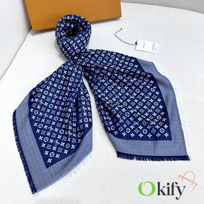 Okify Louis Vuitton Blue Scarf 120x120cm 18966 - 1