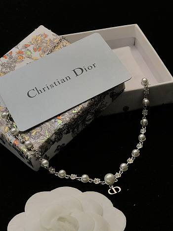 Okify Dior Pearl Silver Necklace 