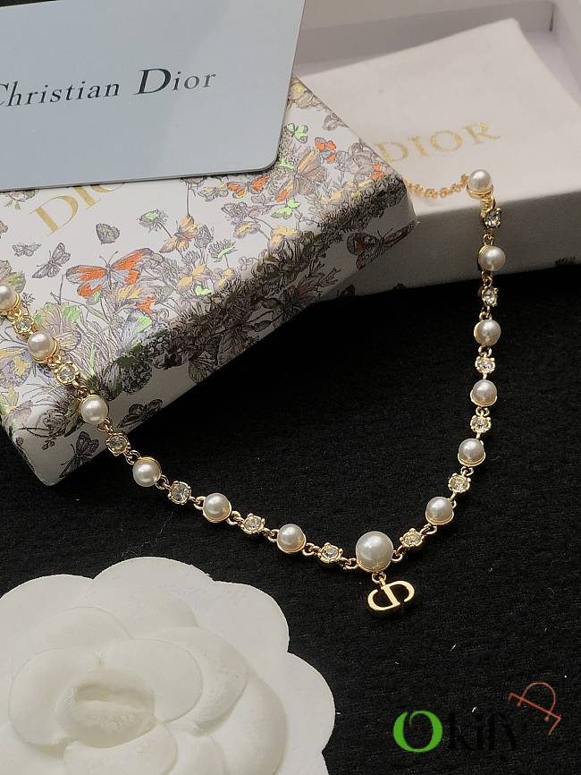 Okify Dior Pearl Gold Necklace  - 1