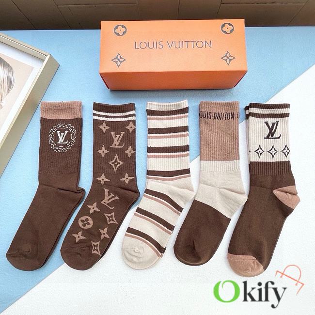 Okify Louis Vuitton Set 5 pairs of socks 19008 - 1