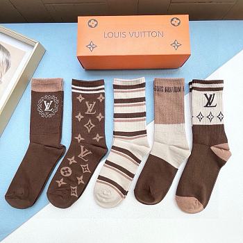 Okify Louis Vuitton Set 5 pairs of socks 19008