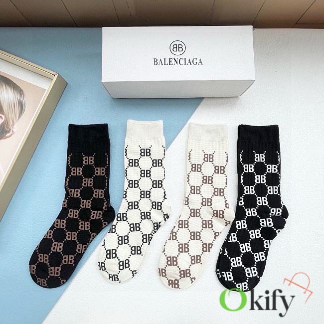 Okify Balenciaga Set 4 pairs of socks 19009 - 1