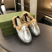 Okify Gucci Princetown Faux Fur Loafers for kids in silver EU24-35 - 1