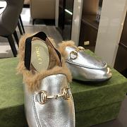 Okify Gucci Princetown Faux Fur Loafers for kids in silver EU24-35 - 2