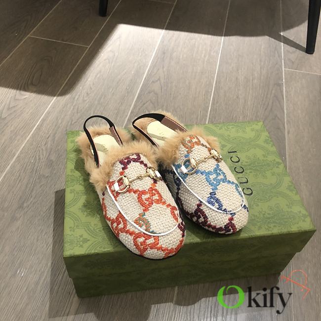 Okify Gucci Princetown Faux Fur Loafers for kids in multicolor EU24-35 - 1