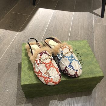 Okify Gucci Princetown Faux Fur Loafers for kids in multicolor EU24-35