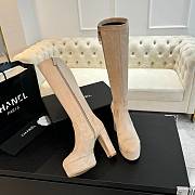 Okify Chanel Stretch Suede Calfskin Beige High Boots EU35-41 - 3