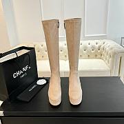 Okify Chanel Stretch Suede Calfskin Beige High Boots EU35-41 - 4