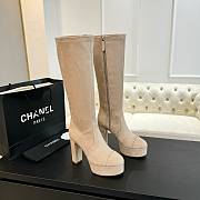 Okify Chanel Stretch Suede Calfskin Beige High Boots EU35-41 - 1