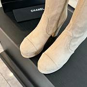 Okify Chanel Stretch Suede Calfskin Beige High Boots EU35-41 - 5