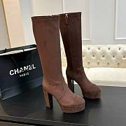 Okify Chanel Stretch Suede Calfskin Dark Brown High Boots EU35-41 - 1