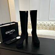 Okify Chanel Stretch Suede Calfskin Black High Boots EU35-41 - 5