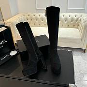 Okify Chanel Stretch Suede Calfskin Black High Boots EU35-41 - 4